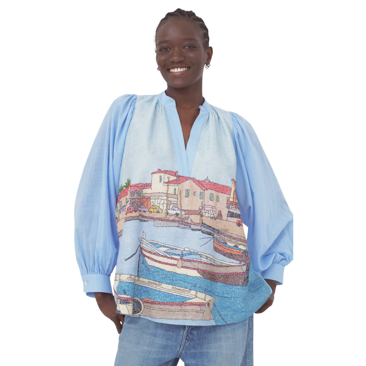 Mii La Provence Claudie Sky Blue Blouse