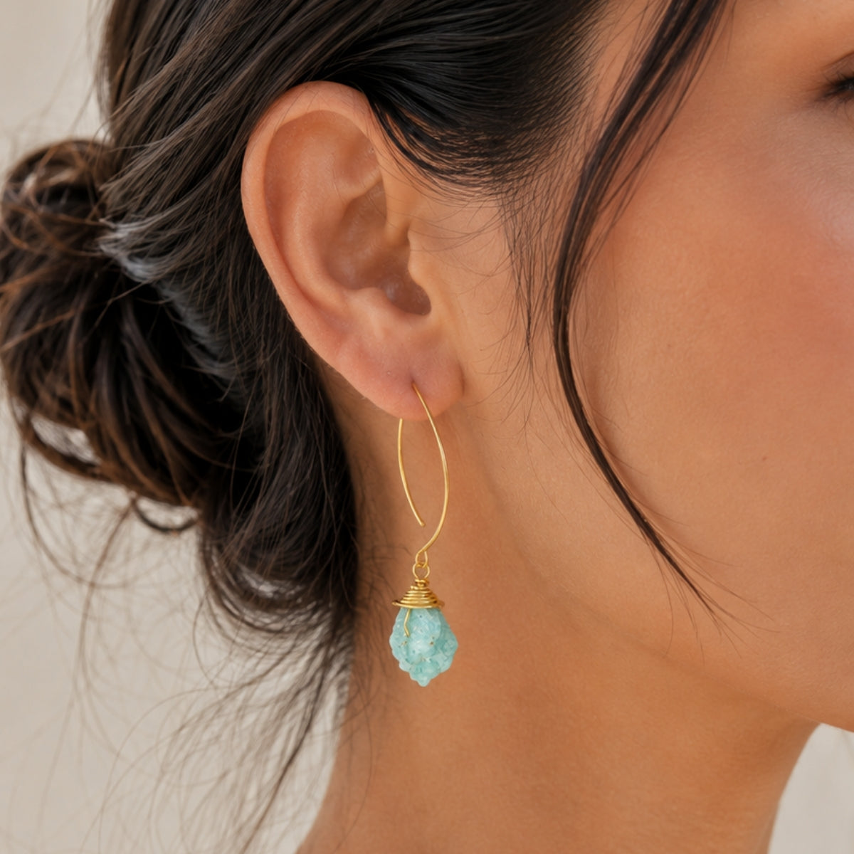 Raw Amazonite Dangle Earrings