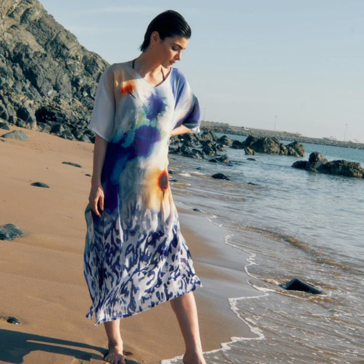 Dhara Sheth Ciel and Sand Sheer Long Kaftan