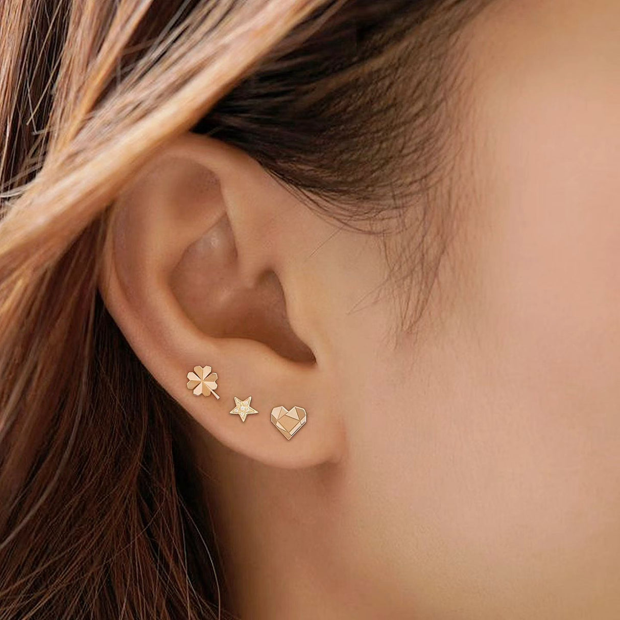 By Delcy 18k Gold Origami Heart Earring