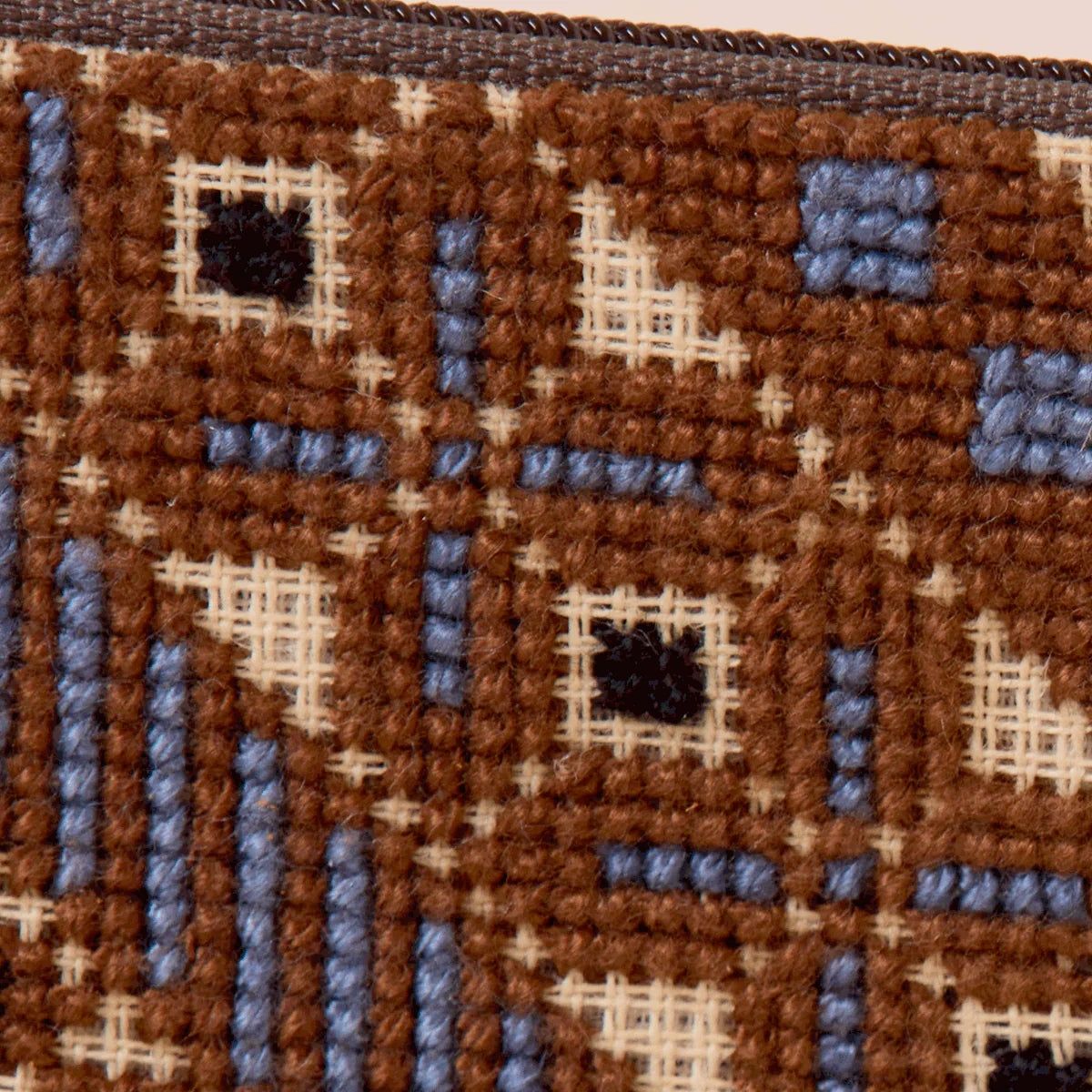 Brown Tatreez Zip Pouch