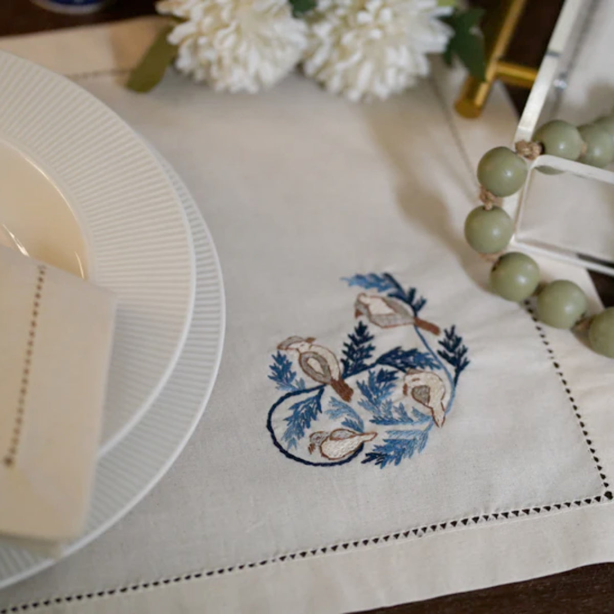 Organiks Plus Blue Birds Table Linen Set of 04