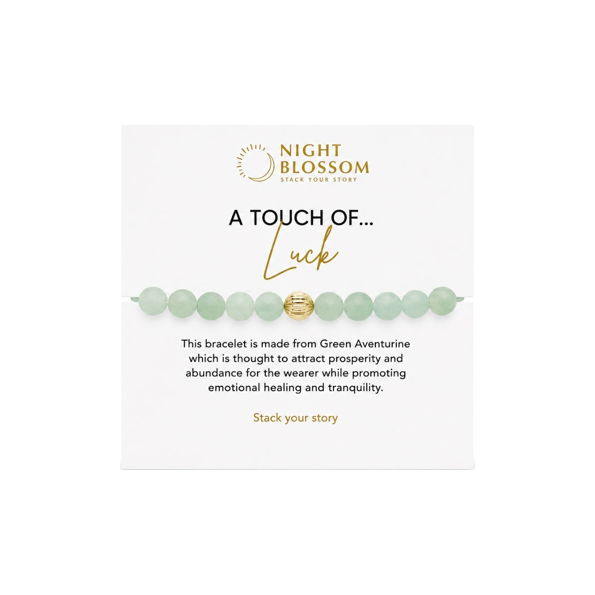 Night Blossom Green Aventurine Beaded Bracelet with Gold Dot