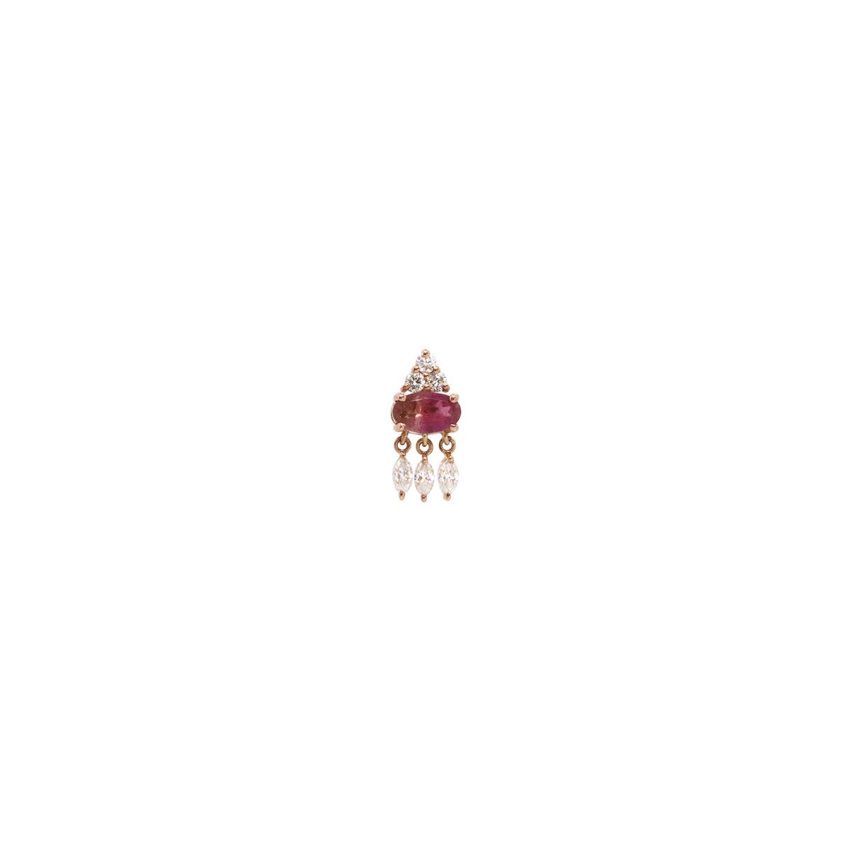 Buy Yasmin Pharaon 14k Gold Small Pink Tourmaline with Dangling Stones Earring Online for Women | Boom & Mellow UAE