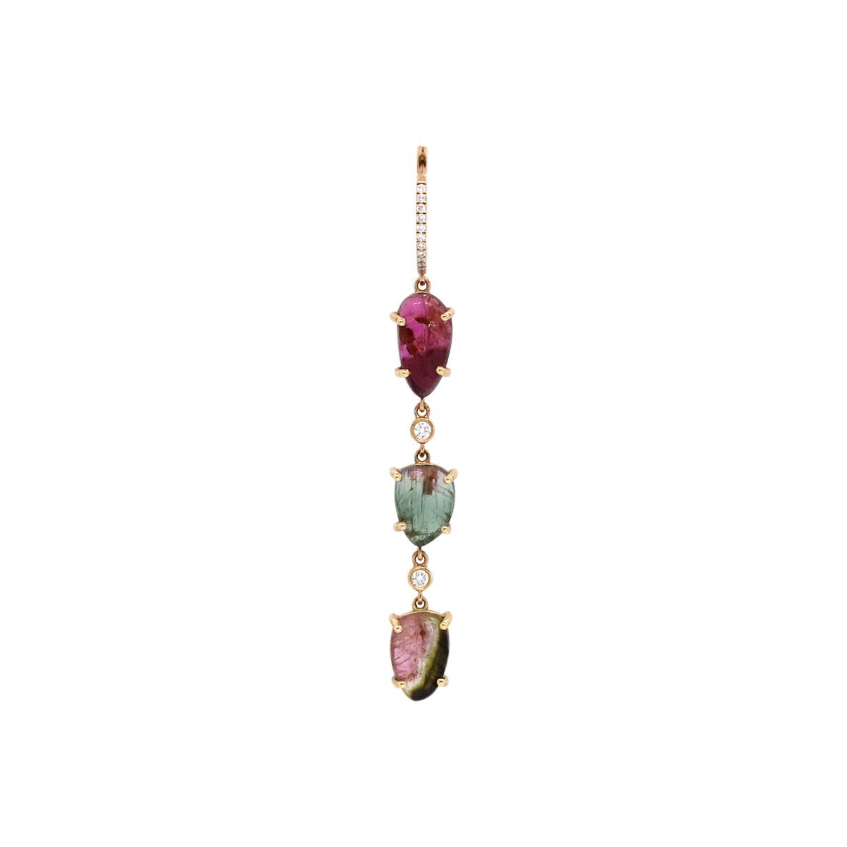 Buy Yasmin Pharaon 14k Gold 3 Bi-color Tourmaline Leaf Carved Drop Earring Online for Women | Boom & Mellow UAE