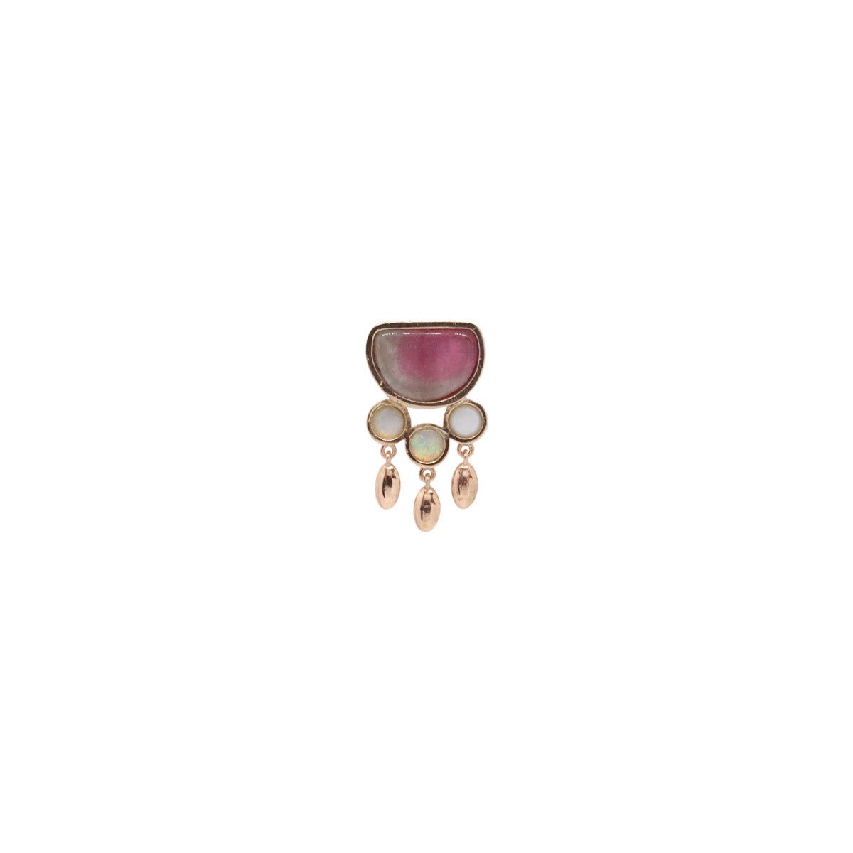 Buy Yasmin Pharaon 14k Gold D Shape Watermelon Tourmaline with Opal Earring Online for Women | Boom & Mellow UAE
