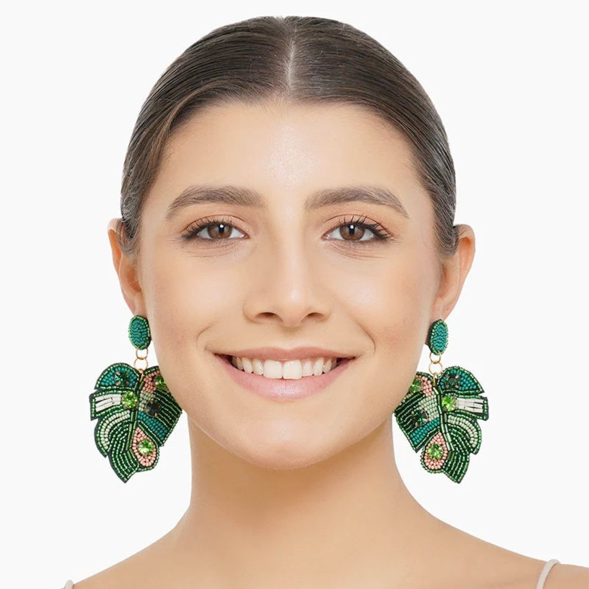 Buy America & Beyond Tropical Palm Drop Earrings Online for Women | Free 3-Hour Delivery in Dubai | Boom & Mellow UAE