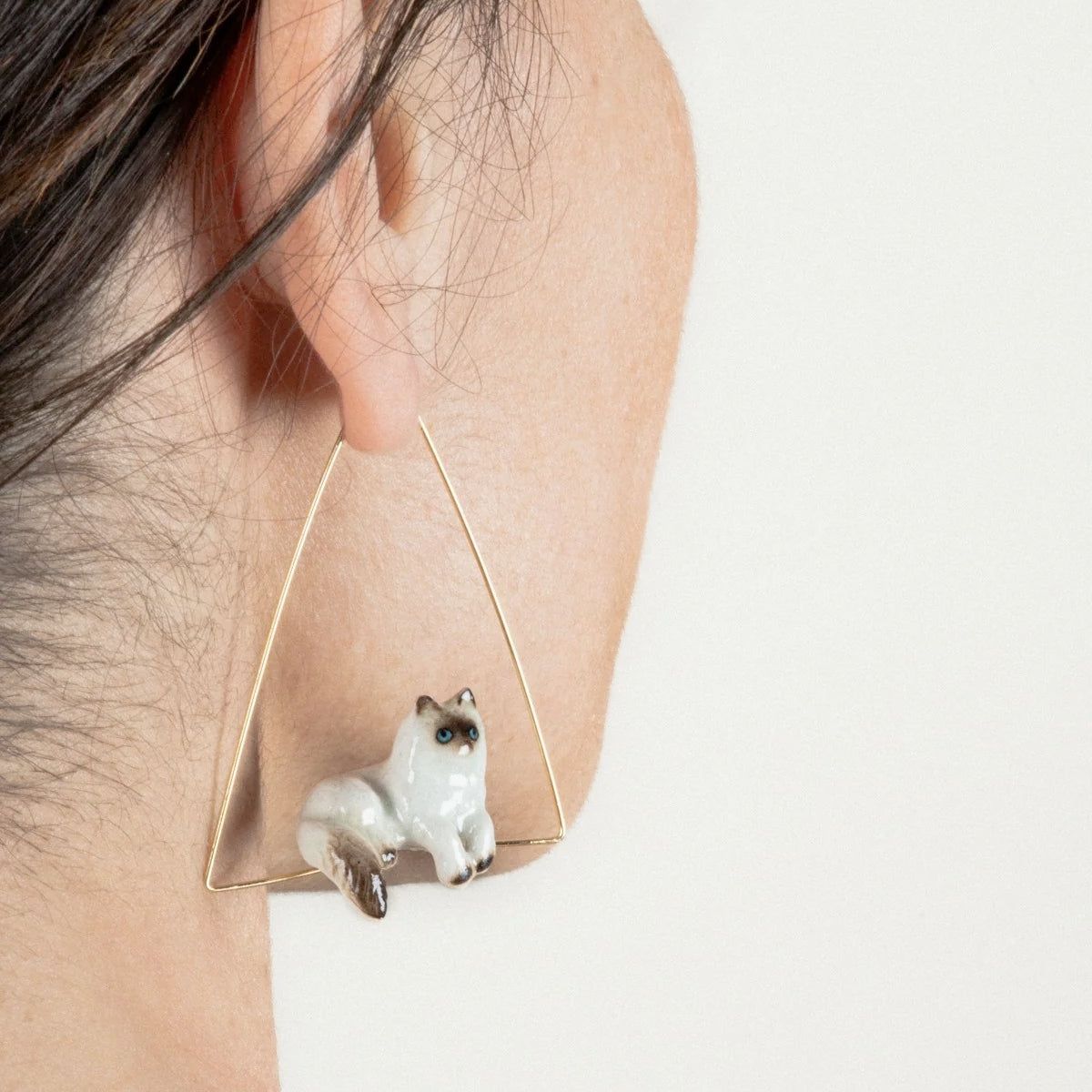 Buy Nach Bijoux Lying Siamese Cat Triangle Earrings Online for Women | Free 3-Hour Delivery in Dubai | Boom & Mellow UAE