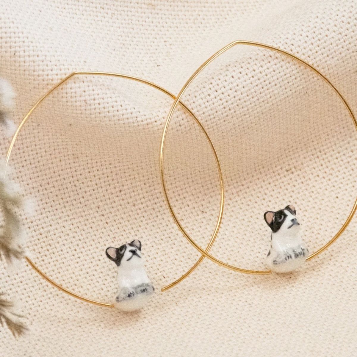Buy Nach Bijoux Black & White Frenchbulldog Earrings Online for Women | Free 3-Hour Delivery in Dubai | Boom & Mellow UAE