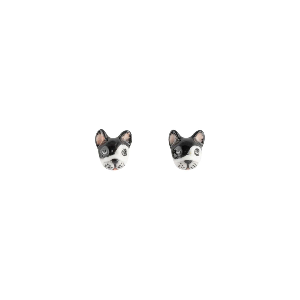 Buy Nach Bijoux Black & White French Bulldog Stud Earrings Online for Women | Free 3-Hour Delivery in Dubai | Boom & Mellow UAE