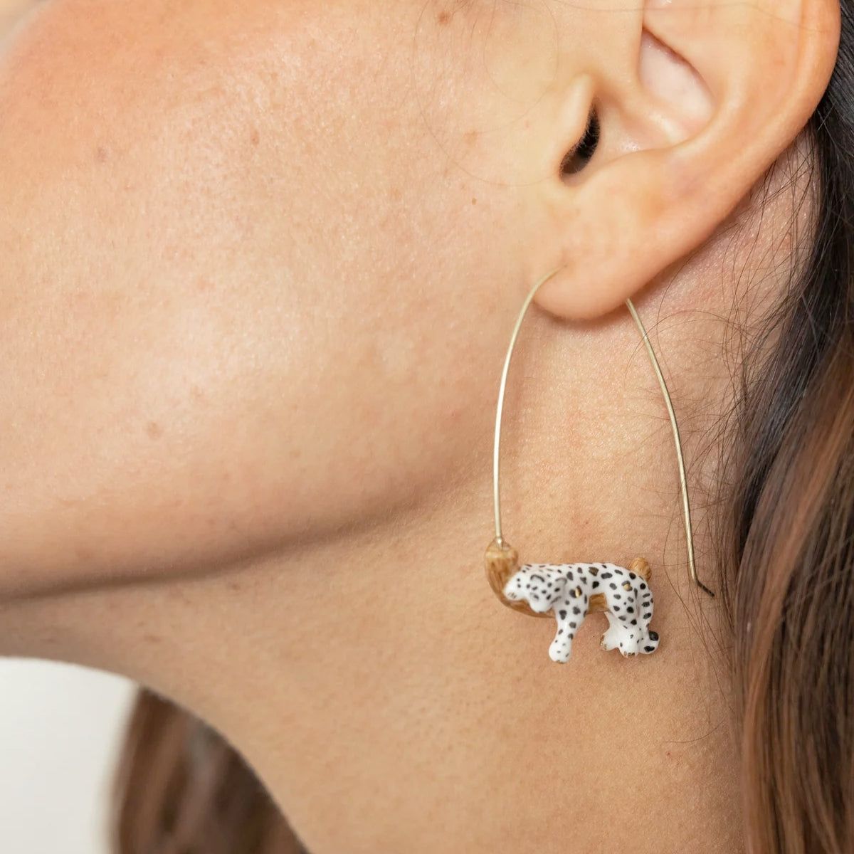 Buy Nach Bijoux Sleeping White Leopard Hoop Earrings Online for Women | Free 3-Hour Delivery in Dubai | Boom & Mellow UAE