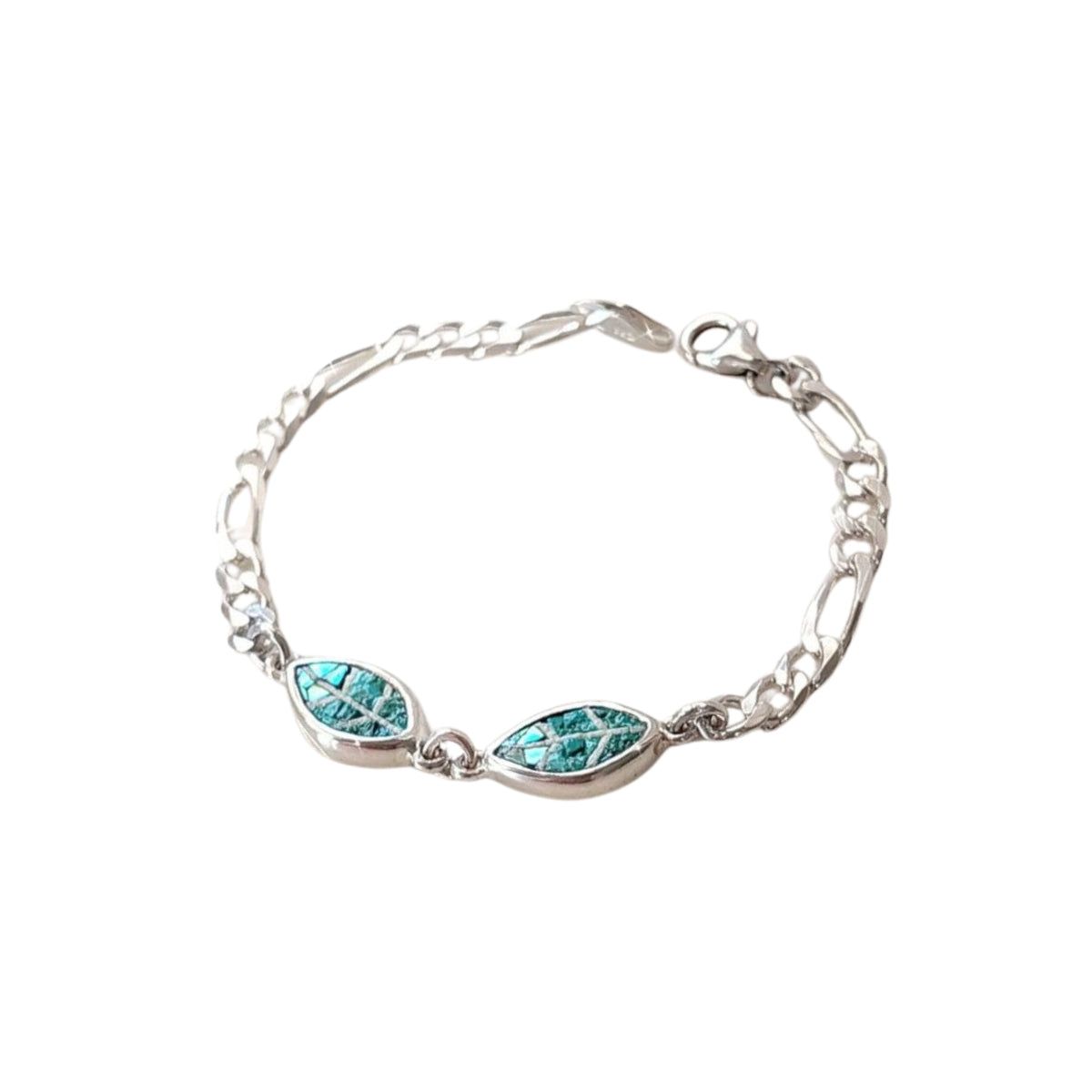 Olive Leaf Bracelet Micro Mosaic Jewelry Made of 925 Silver