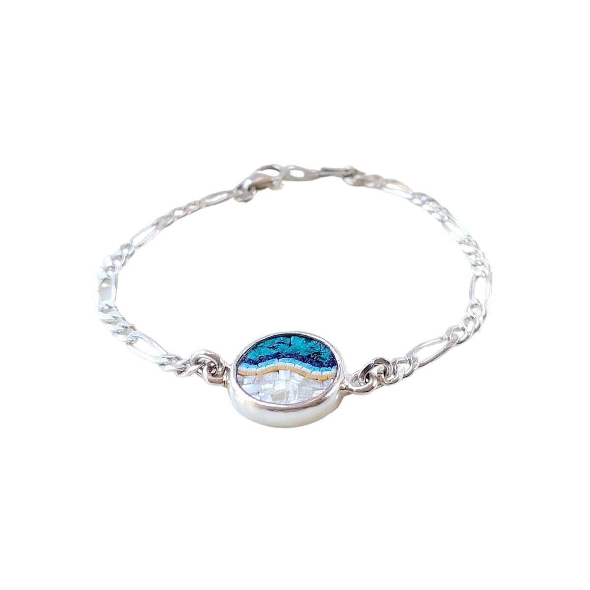 Beach and Sea Bracelet Micro Mosaic Jewelry Made of 925 Silver