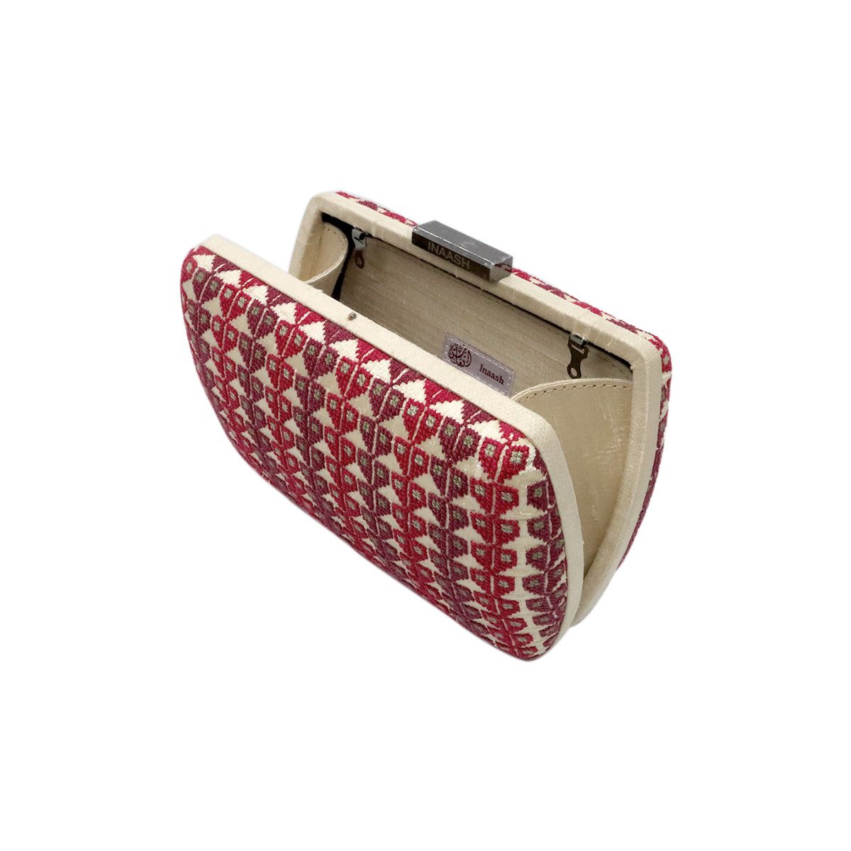 Red Ramallah Tatreez Silk Clutch