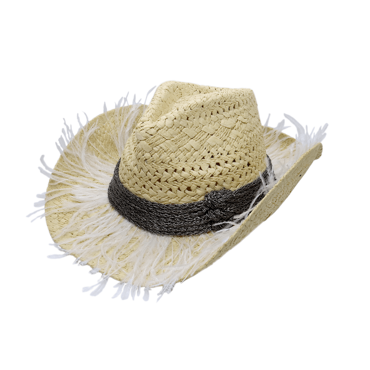 Shiny silver cowboy hat with ‘Sucre Salé’ branding, blending sweet and salty vibes with metallic flair.