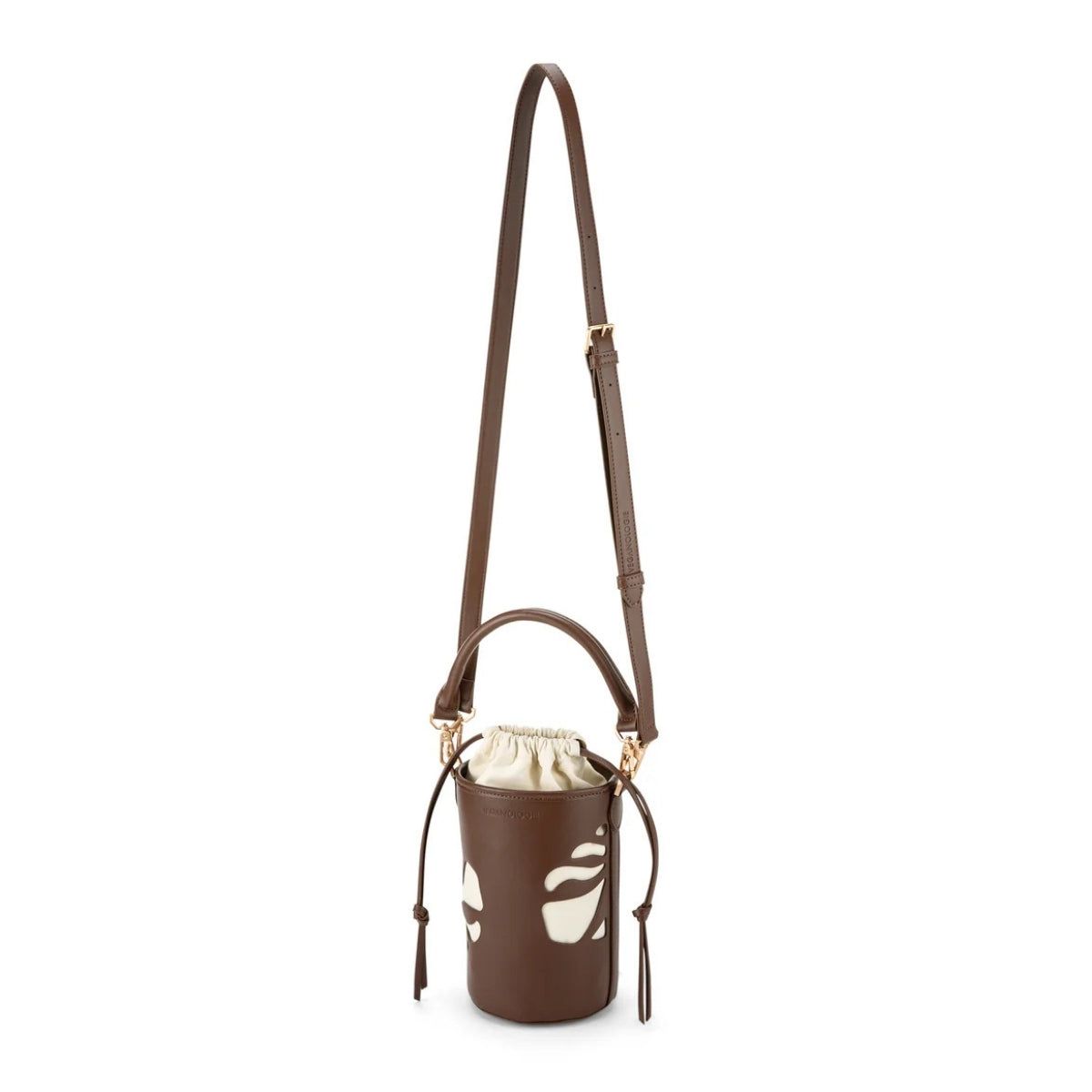 Bag by Veganologie in Chocolate Color Bucket Bag. Made of Vegan Bamboo Leather.