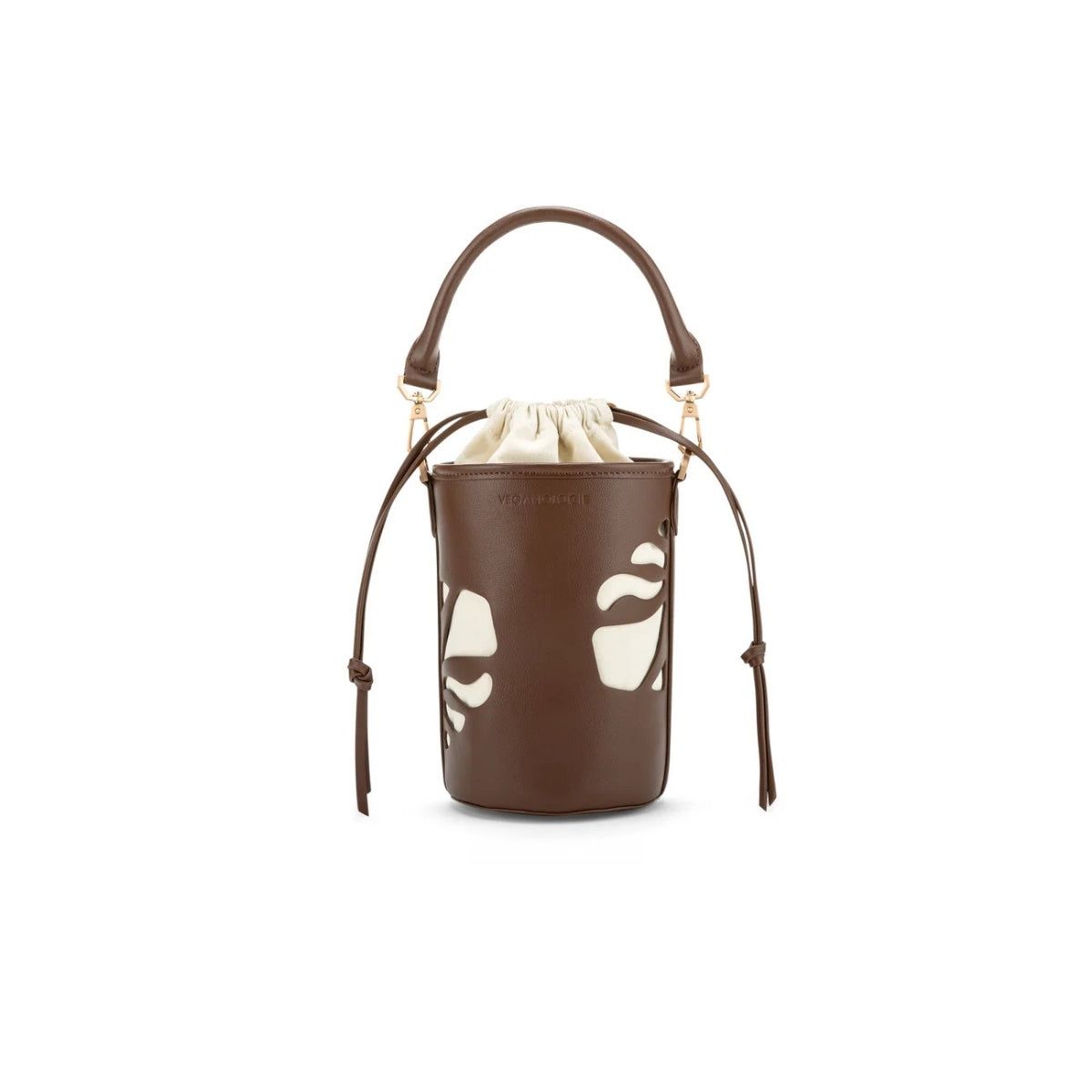 Bag by Veganologie in Chocolate Color Bucket Bag. Made of Vegan Bamboo Leather.