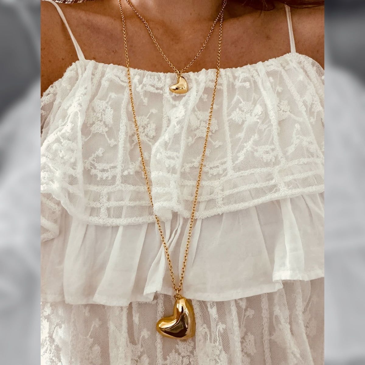 Lina Hernandez Latido Puffy Heart Long Necklace