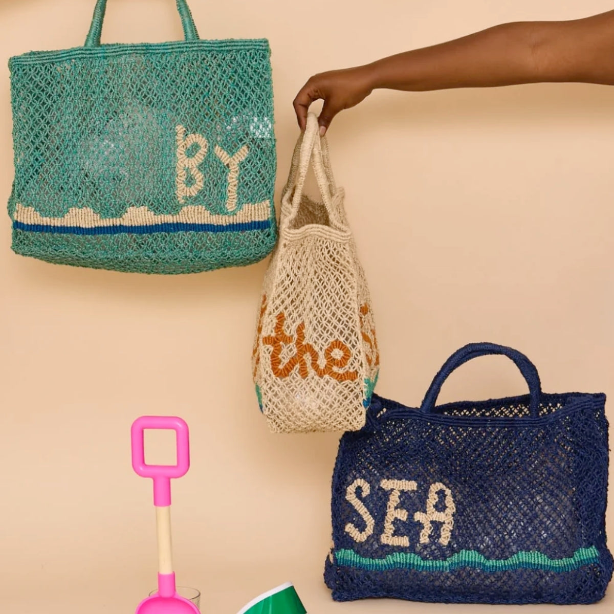 The Jacksons Bags Small Aqua Bevan By The Sea Jute Tote Bag