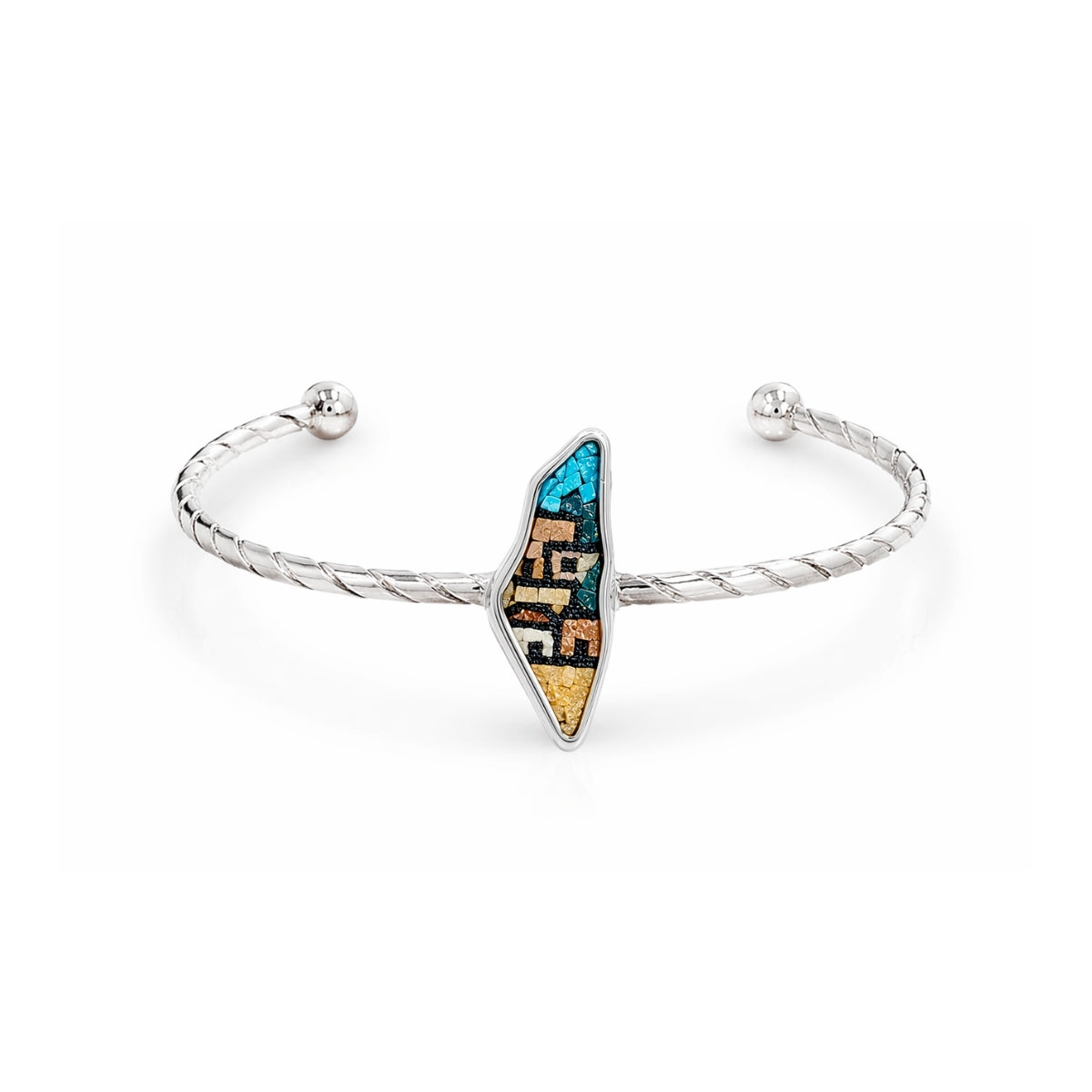 Galassia Jewellery Map of Palestine Old City Micro Mosaic Cuff Bracelet