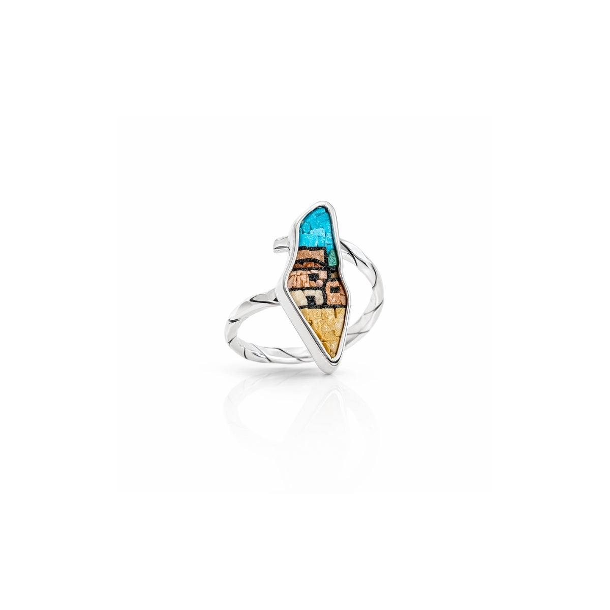 Galassia Jewellery Map of Palestine Old City Micro Mosaic Open Ring