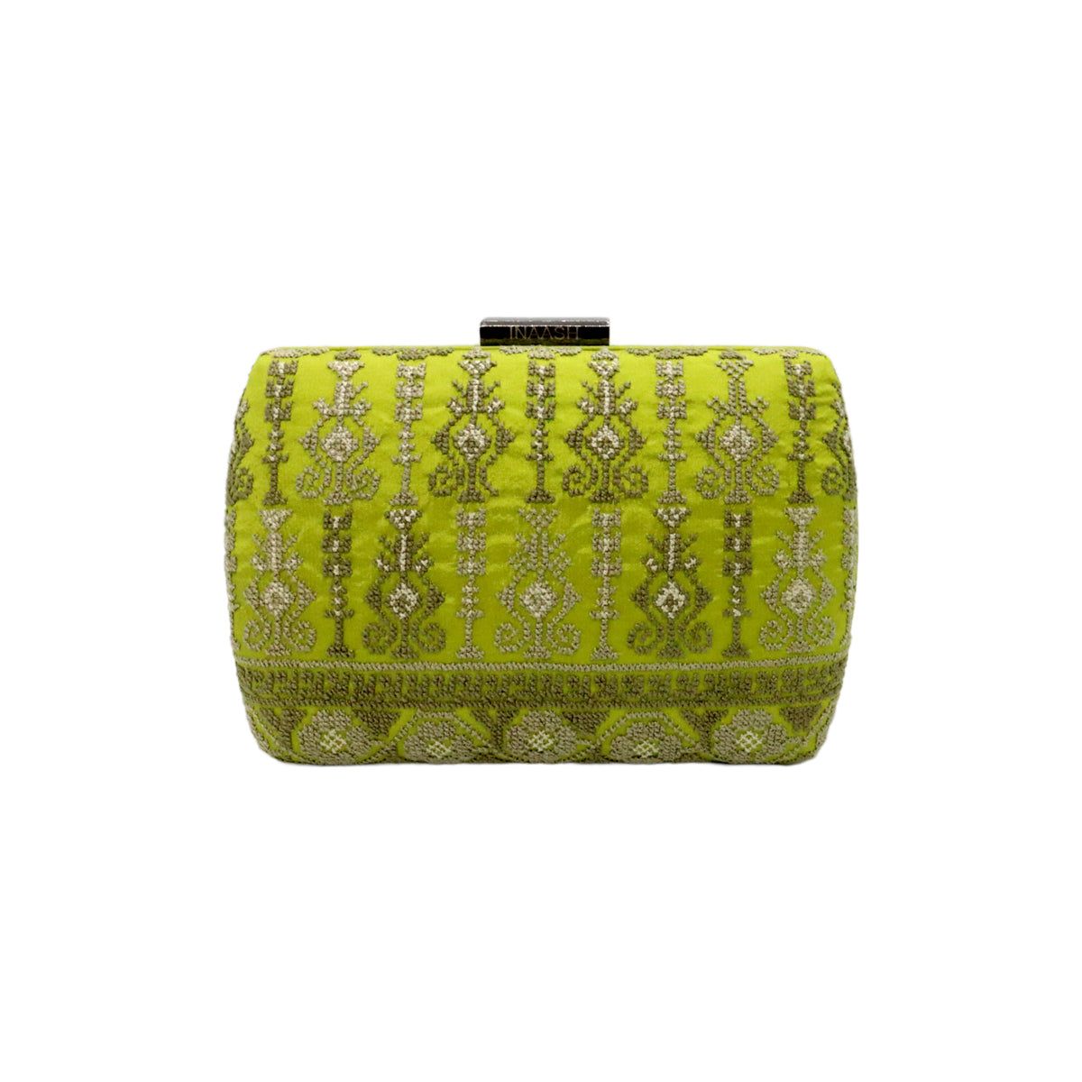 Inaash Green Tatreez Silk Clutch