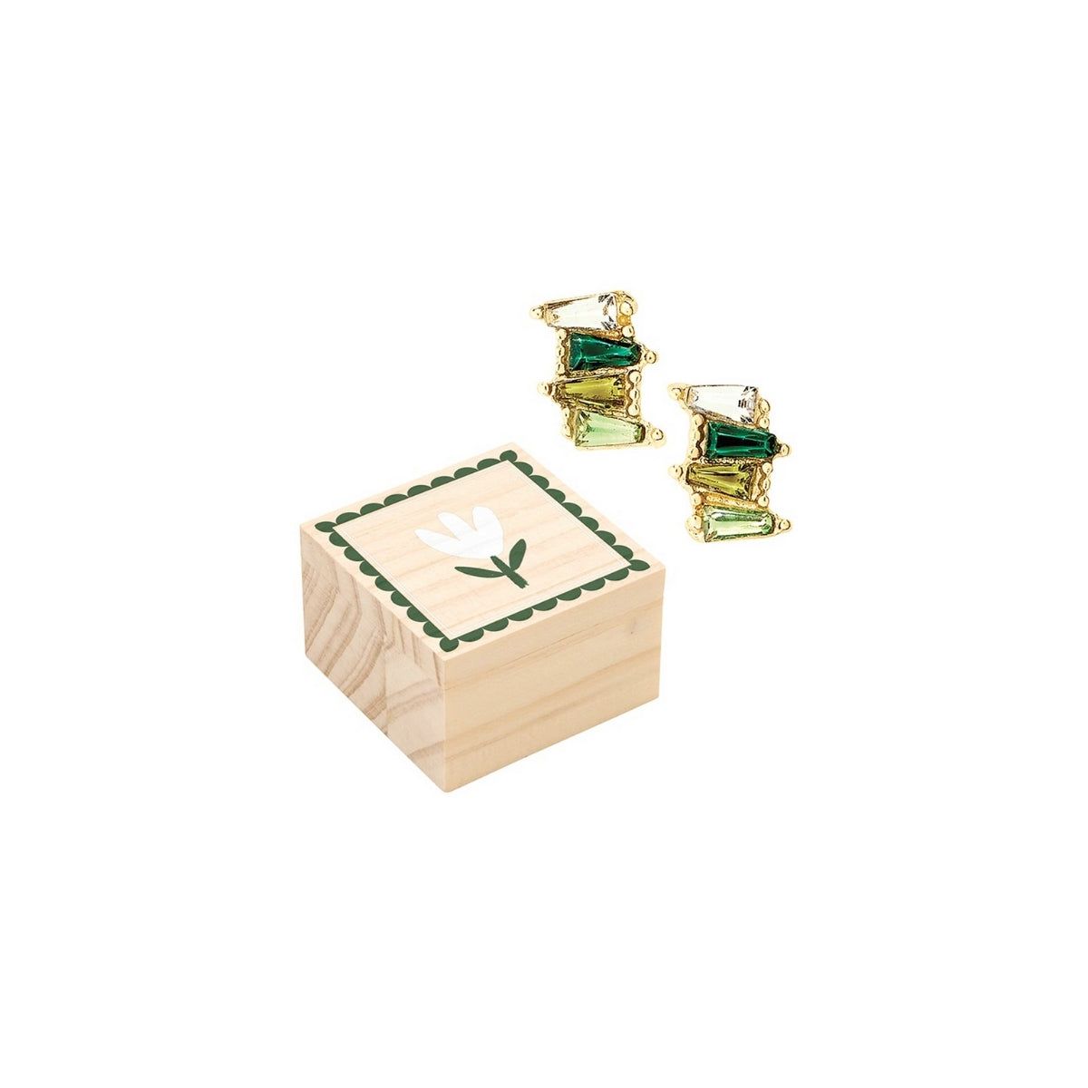 Creative Brands Green Flower Treasure Box Earrings