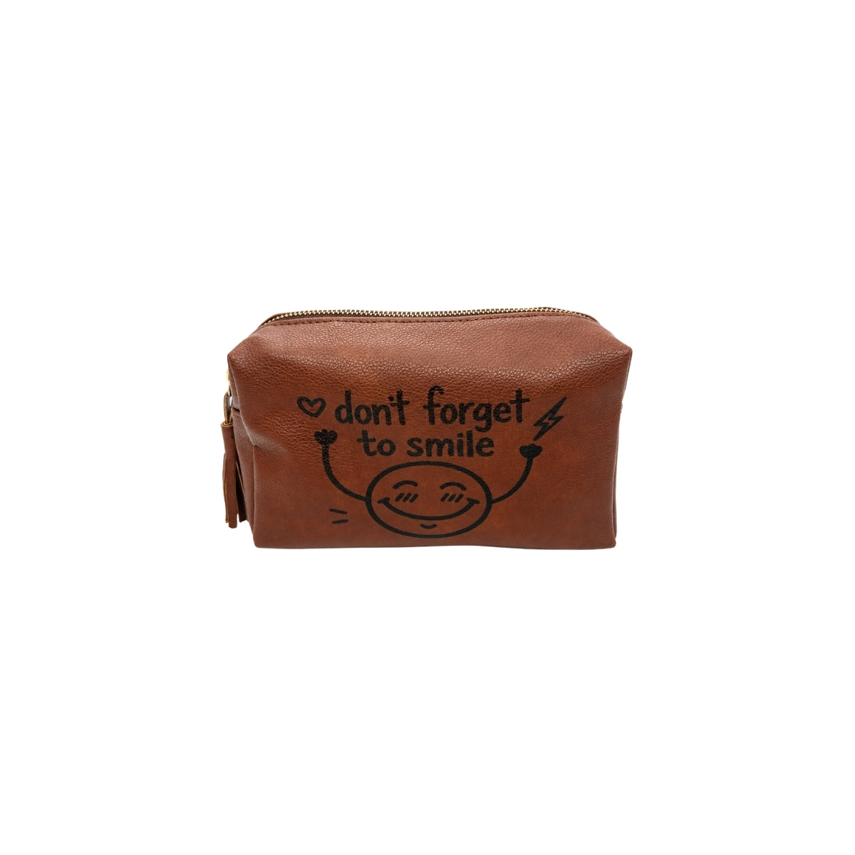 Joumana Dagher Don't Forget to Smile Brown Pouch
