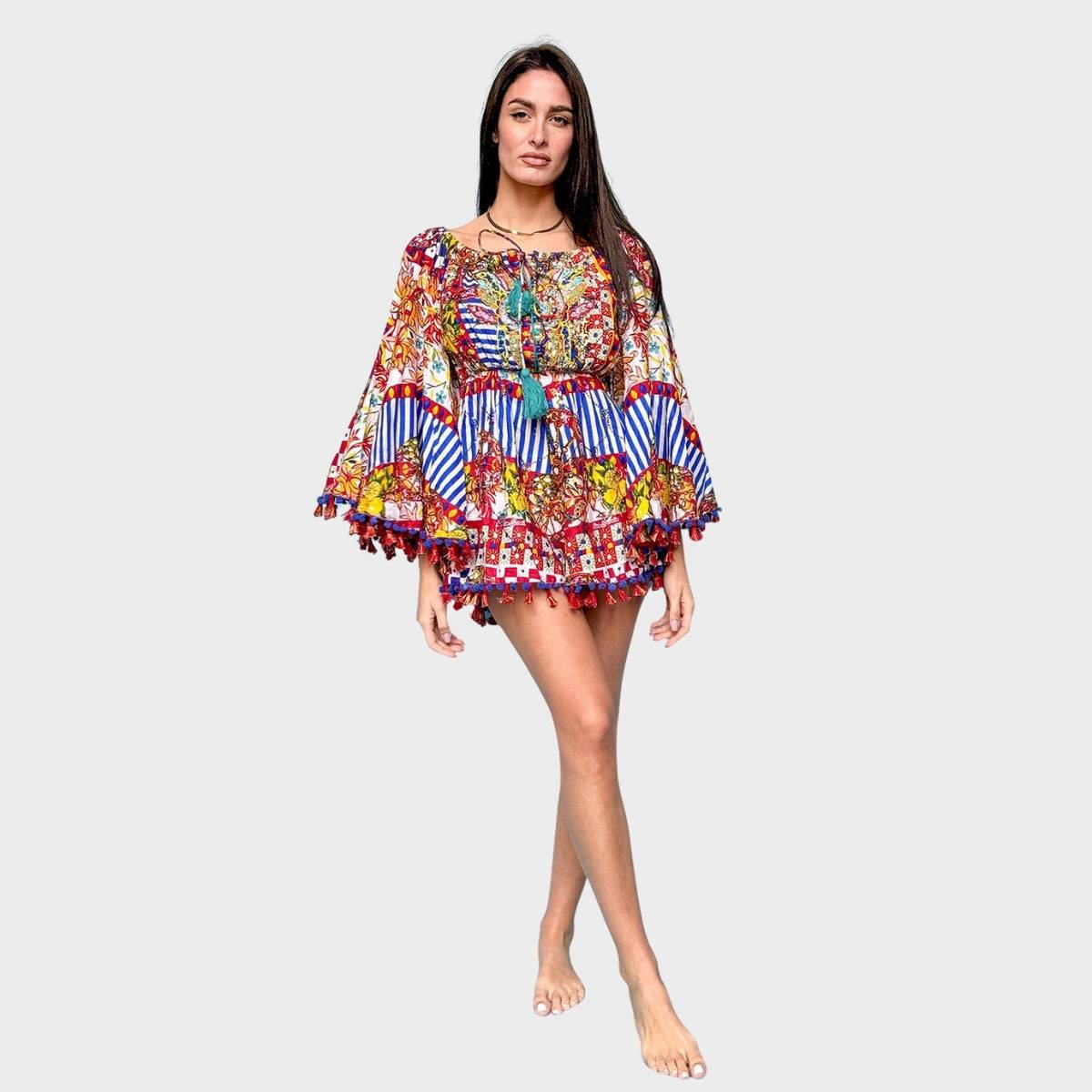 Antica Sartoria Lemon and Red Flower Print Jumpsuit