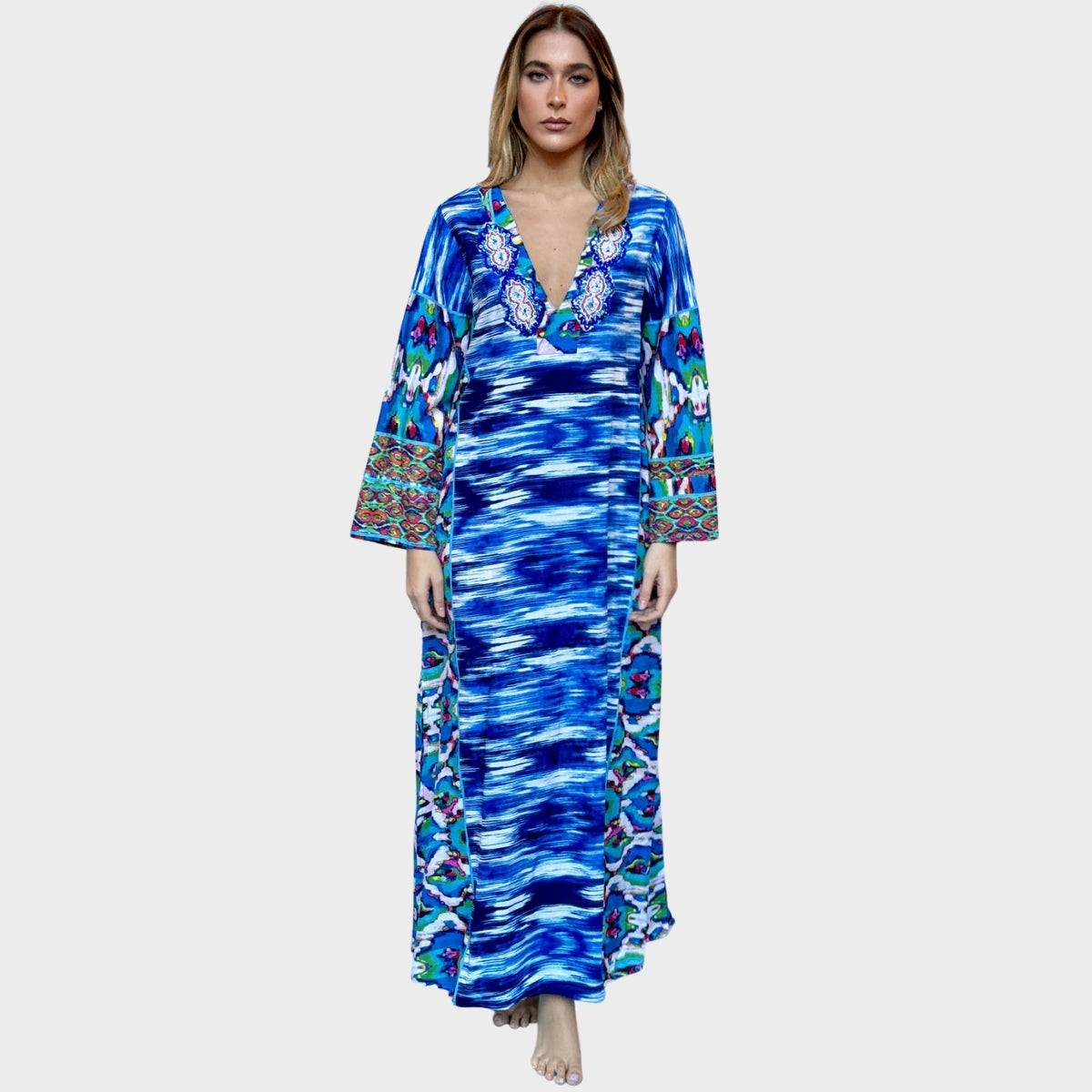Antica Sartoria Ocean Breeze Viscose Kaftan Dress