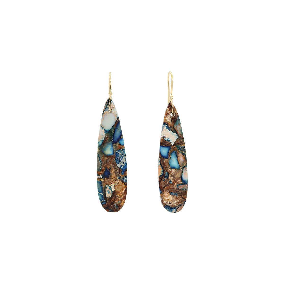 Ishq 18k Yellow Gold Blue Jasper Matrix Dangle Earrings