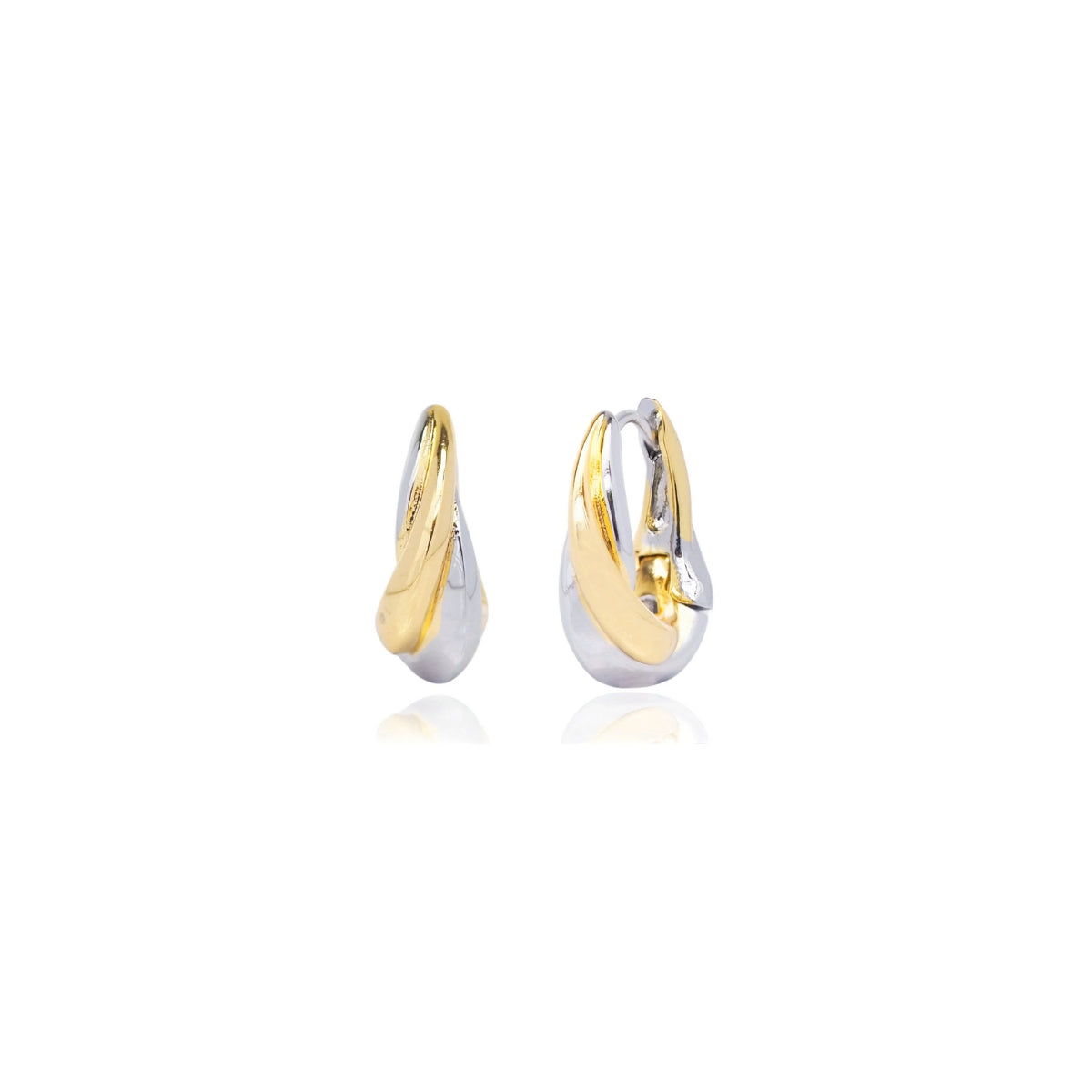 Tai Two-Tone Twisted Teardrop Huggie Earrings