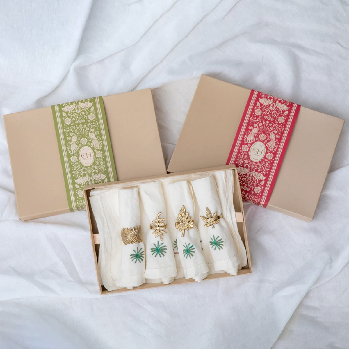 Firoze Linen Table Mats and Dinner Napkins Gift Set