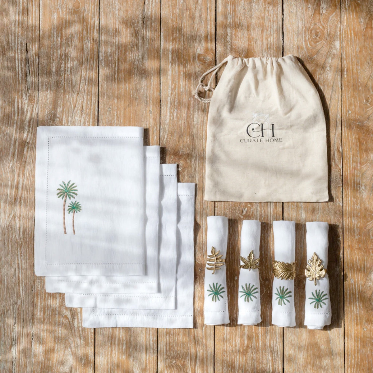 Curate Home Firoze Linen Table Mats and Dinner Napkins Gift Set