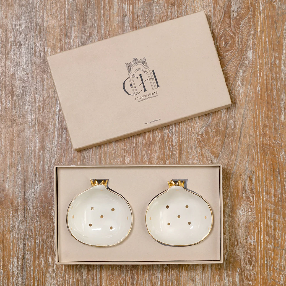 Curate Home Cream Pomegranate Bowls Set of 2