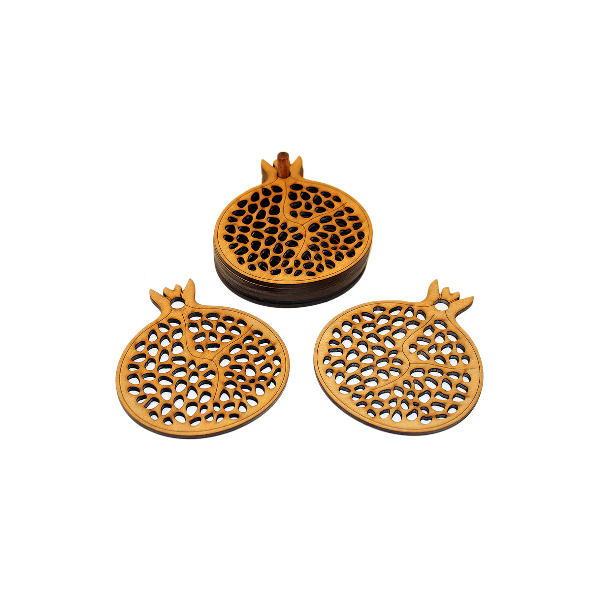 Antekana Pomegranate Wooden Coaster Set