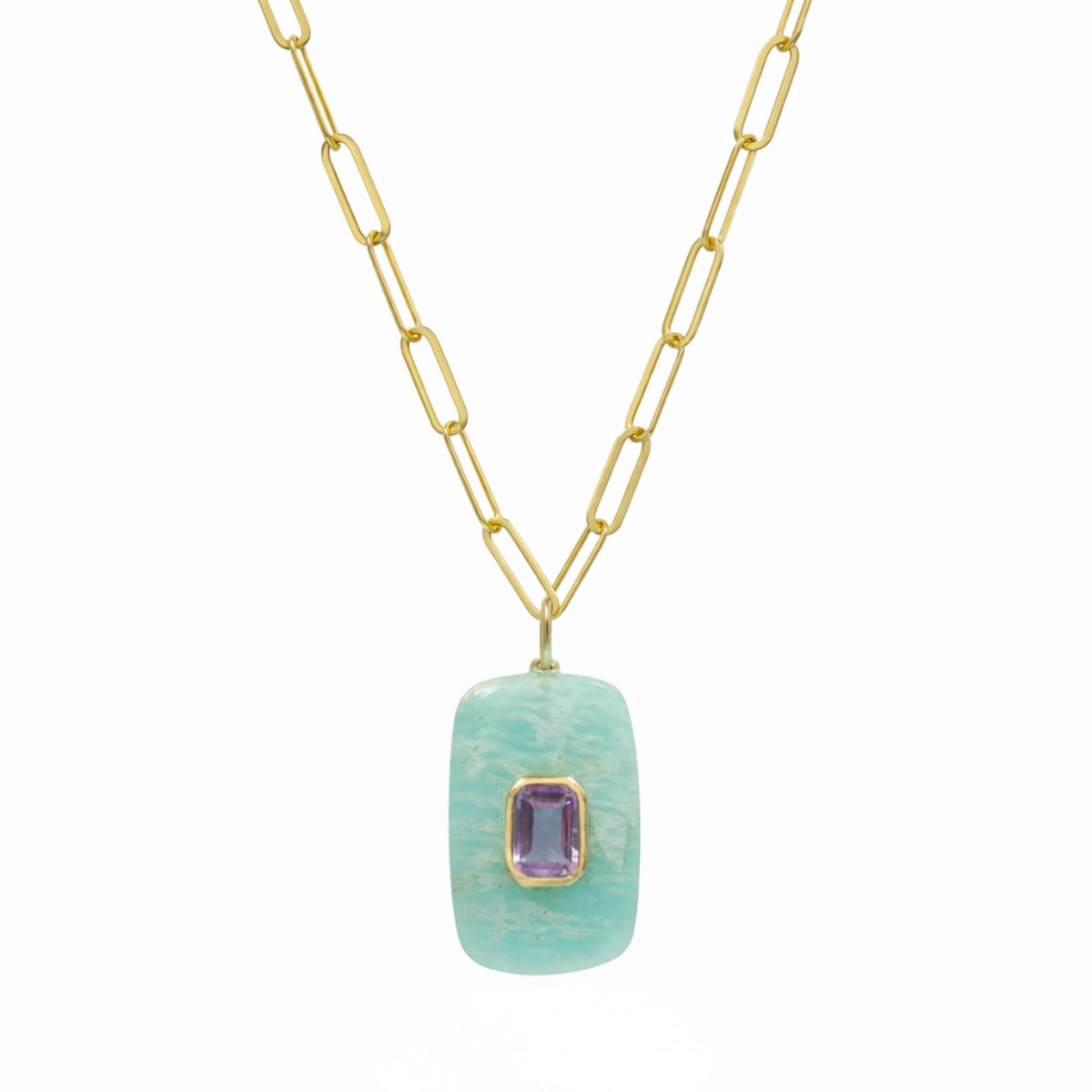 Rachel Reinhardt Amazonite and Amethyst Necklace
