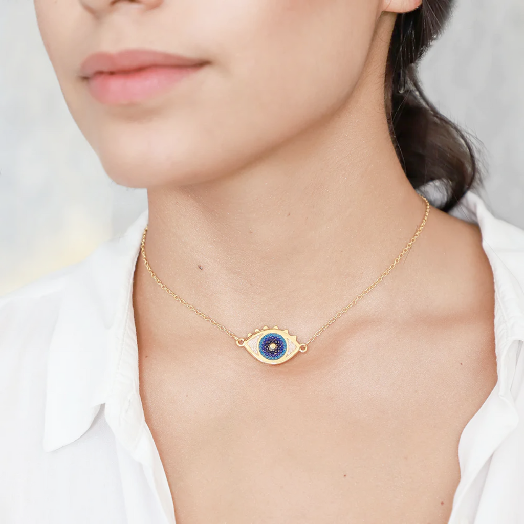 Morena Corazon Blue Evil Eye Necklace | Boom & Mellow