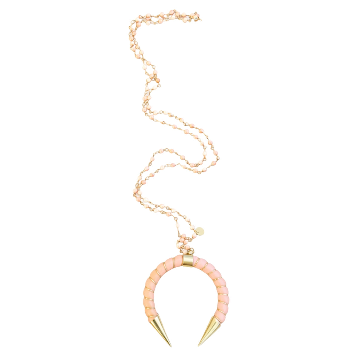 Lara Rose Moon with Twisted Gold Accent Long Beaded Necklace