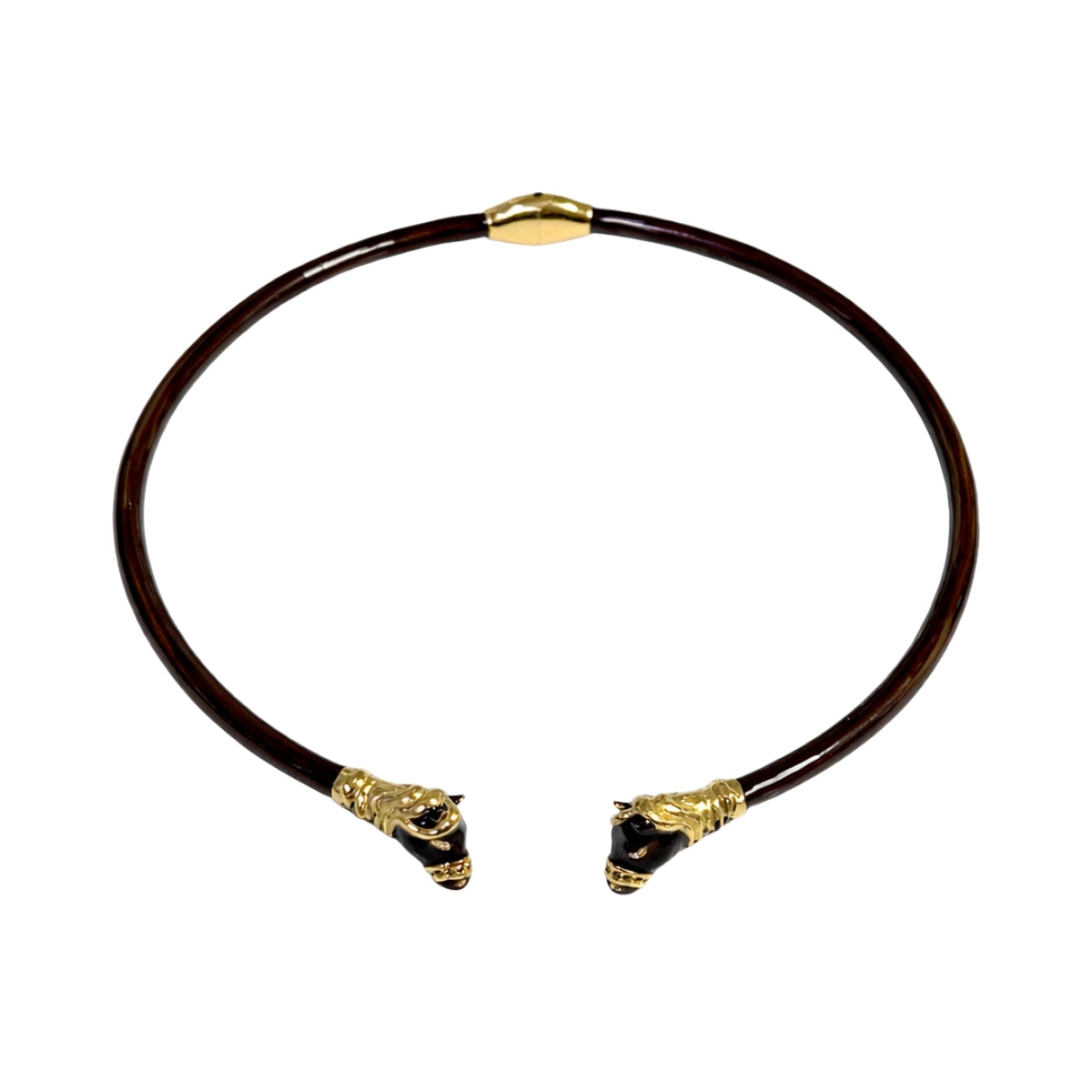 Polina Brown Enamel Horse Necklace
