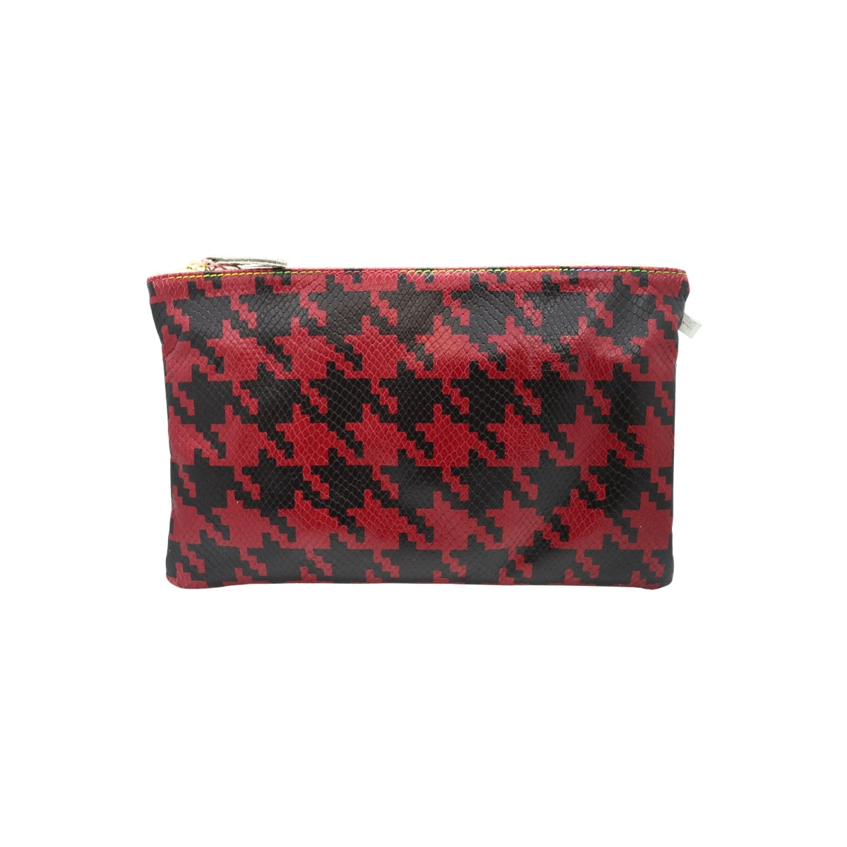 Ebarrito Bold Houndstooth Pattern Leather Clutch