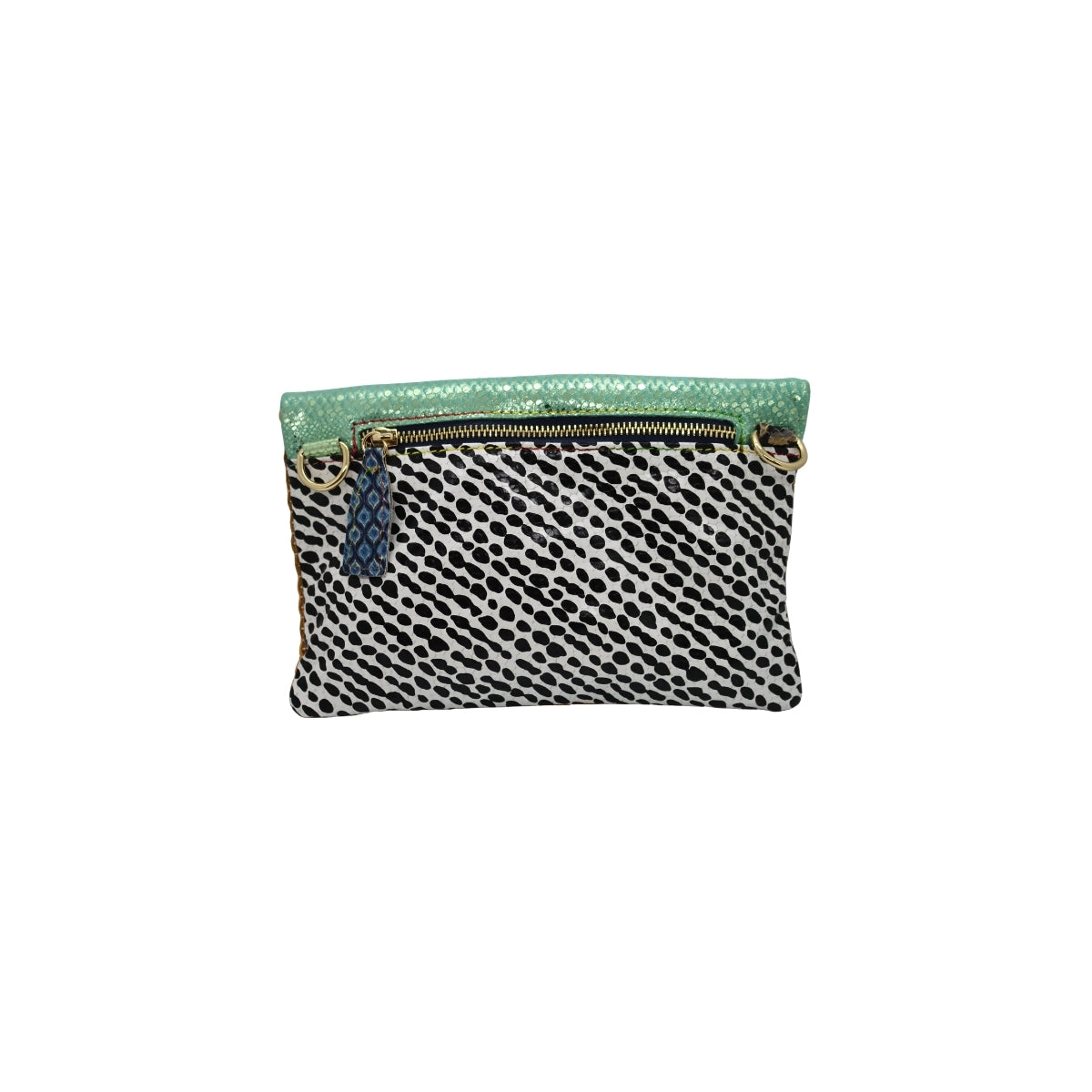 Ebarrito Weave and Polka Dot Foldover Leather Clutch
