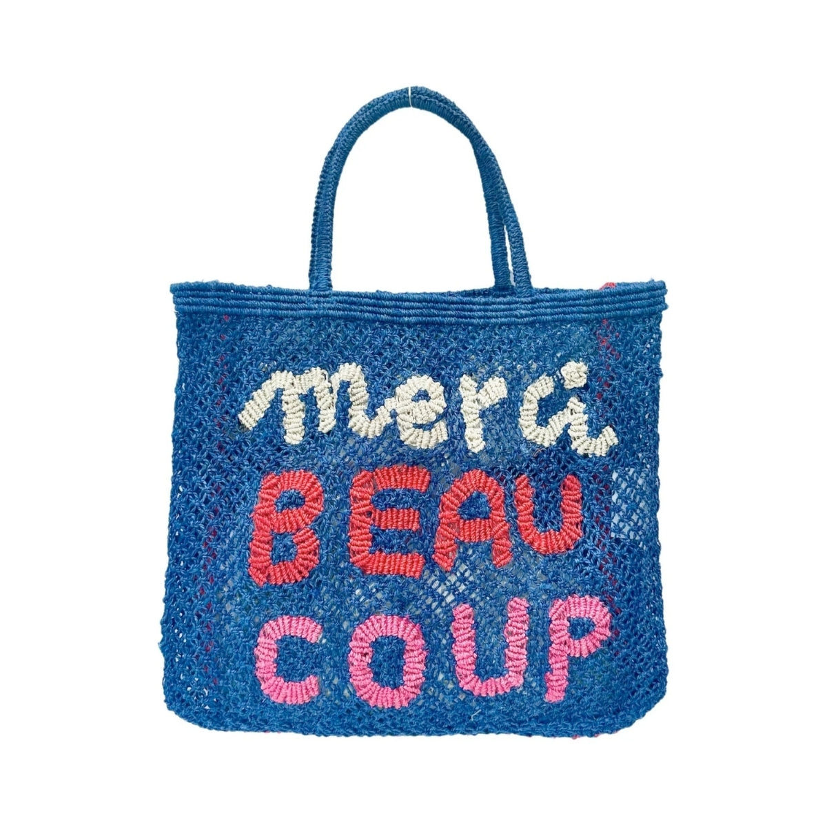 The Jacksons Bags Large Indigo Merci Beau Coup Jute Tote Bag