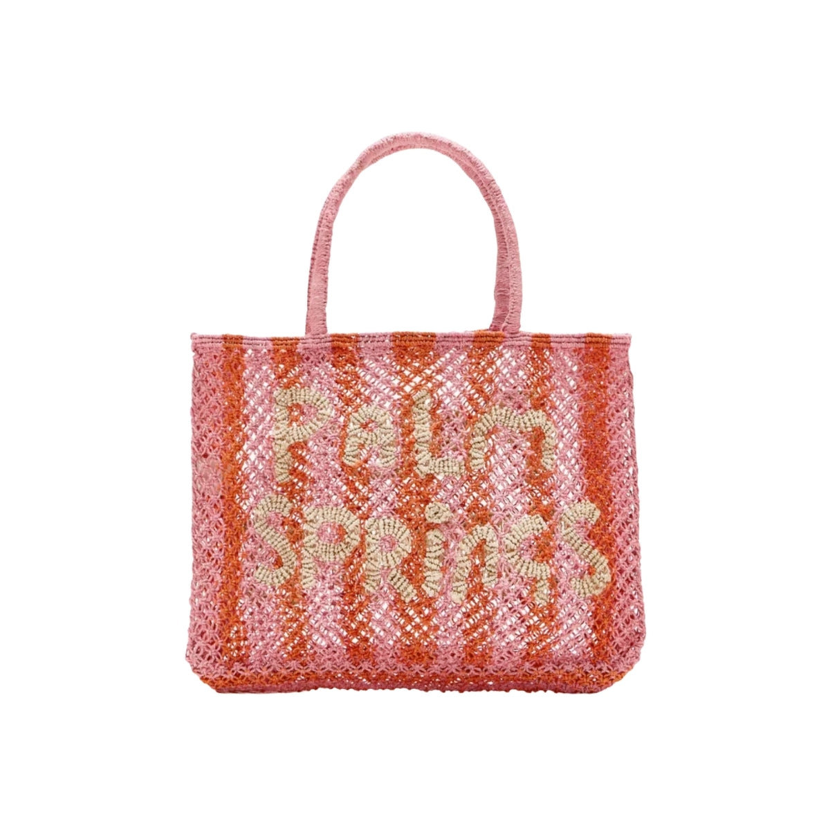 The Jacksons Bags Small Rose and Peach Stripes Palm Springs Jute Tote Bag