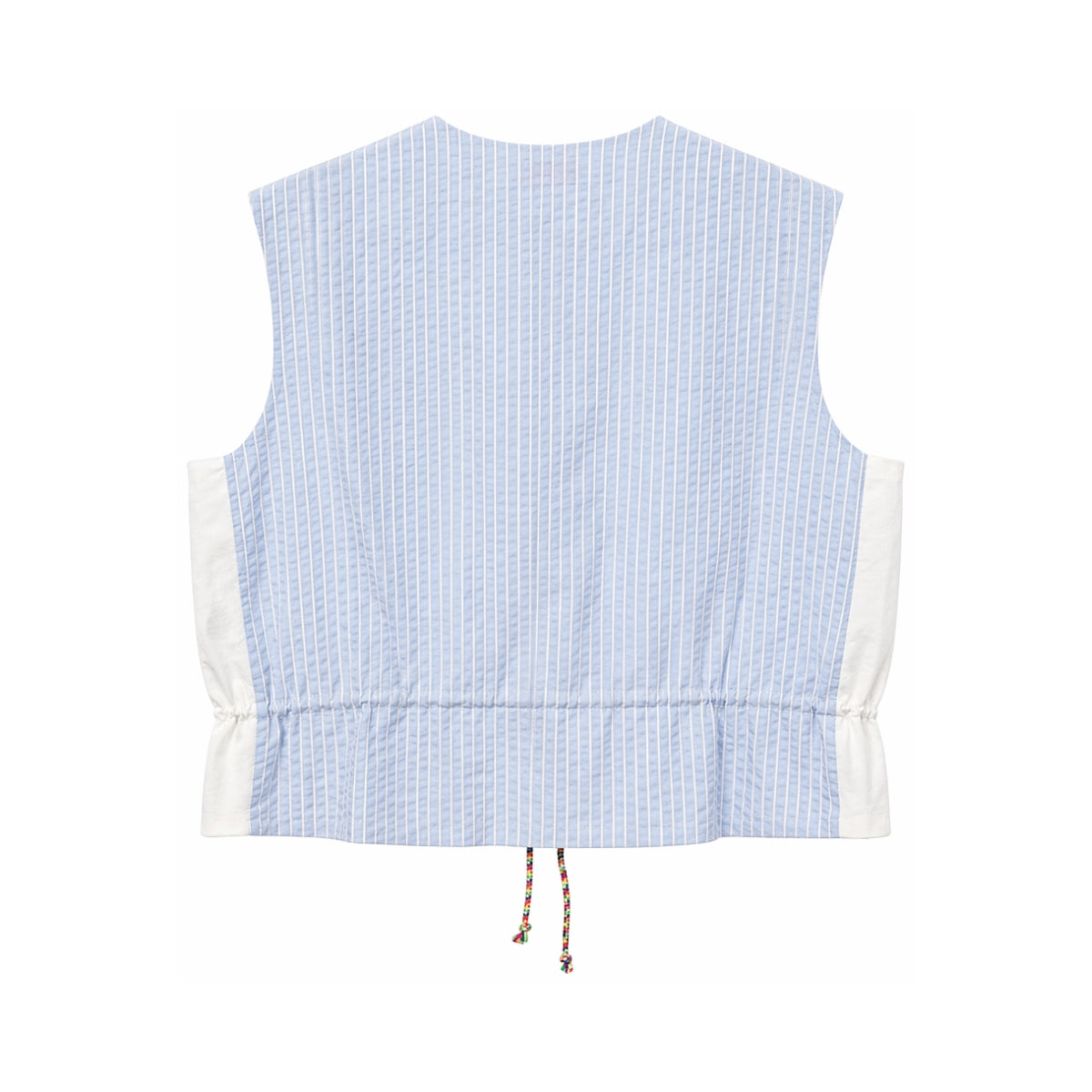 RELAX RE-LUX Azure Stripes with Blue Vintage Embroidery Scallop Vest