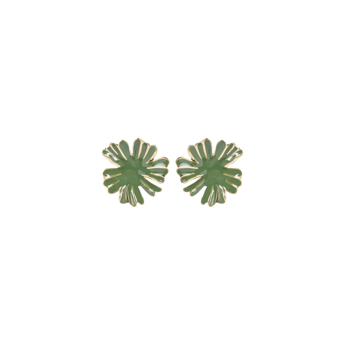 You & Eye Green Enamel Flower Stud Earrings