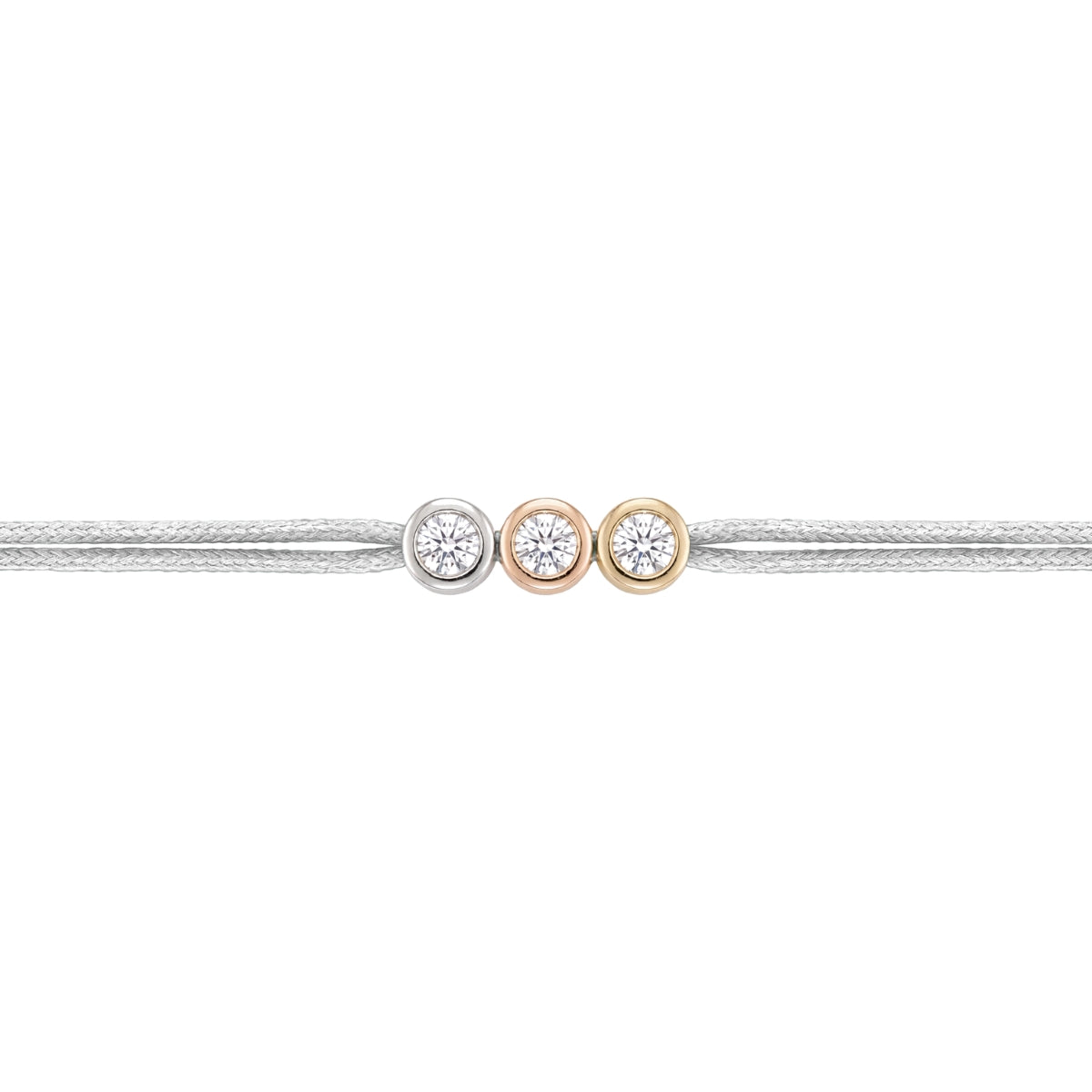 LoveLab Antwerp Mix Three-Tone Diamond Grey Cord Bracelet