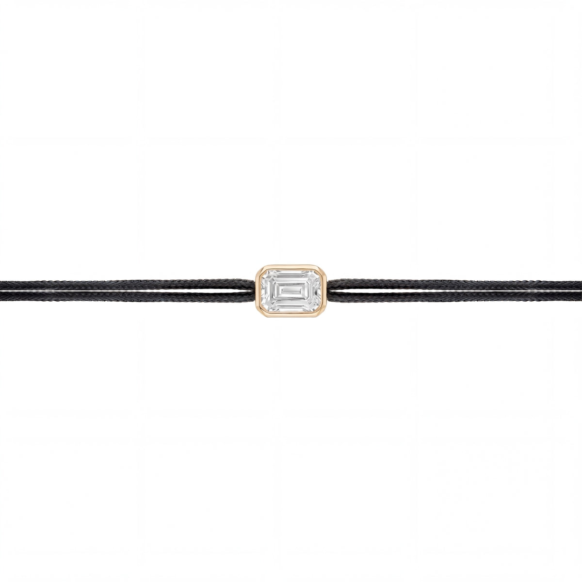LoveLab Antwerp Emerald Cut Diamond Black Cord Bracelet