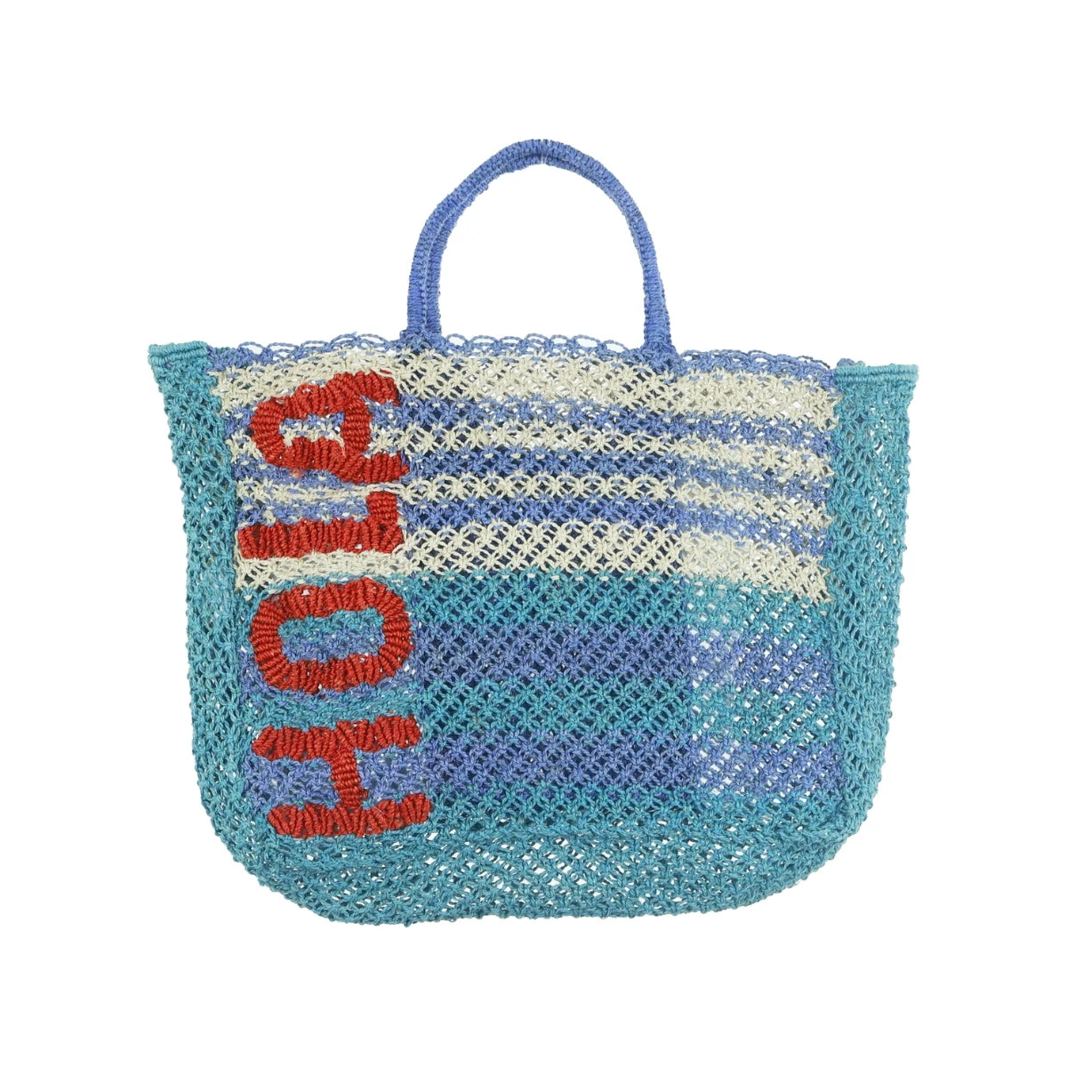 The Jacksons Bags Light Blue Olive Hola Jute Tote Bag