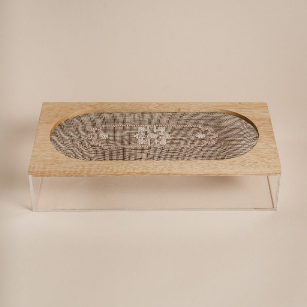 Embroidered Mesh Large Rectangle Plexi Box